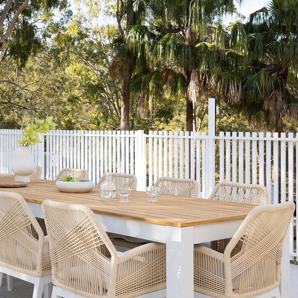 Balmoral 3.55m Outdoor Teak Top Aluminium Table with 12 Hugo Chairs