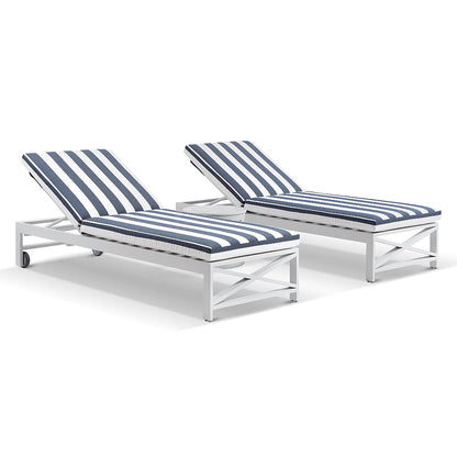 Kansas Outdoor Aluminium Sun Lounge Set on Wheels with Hugo Side Table