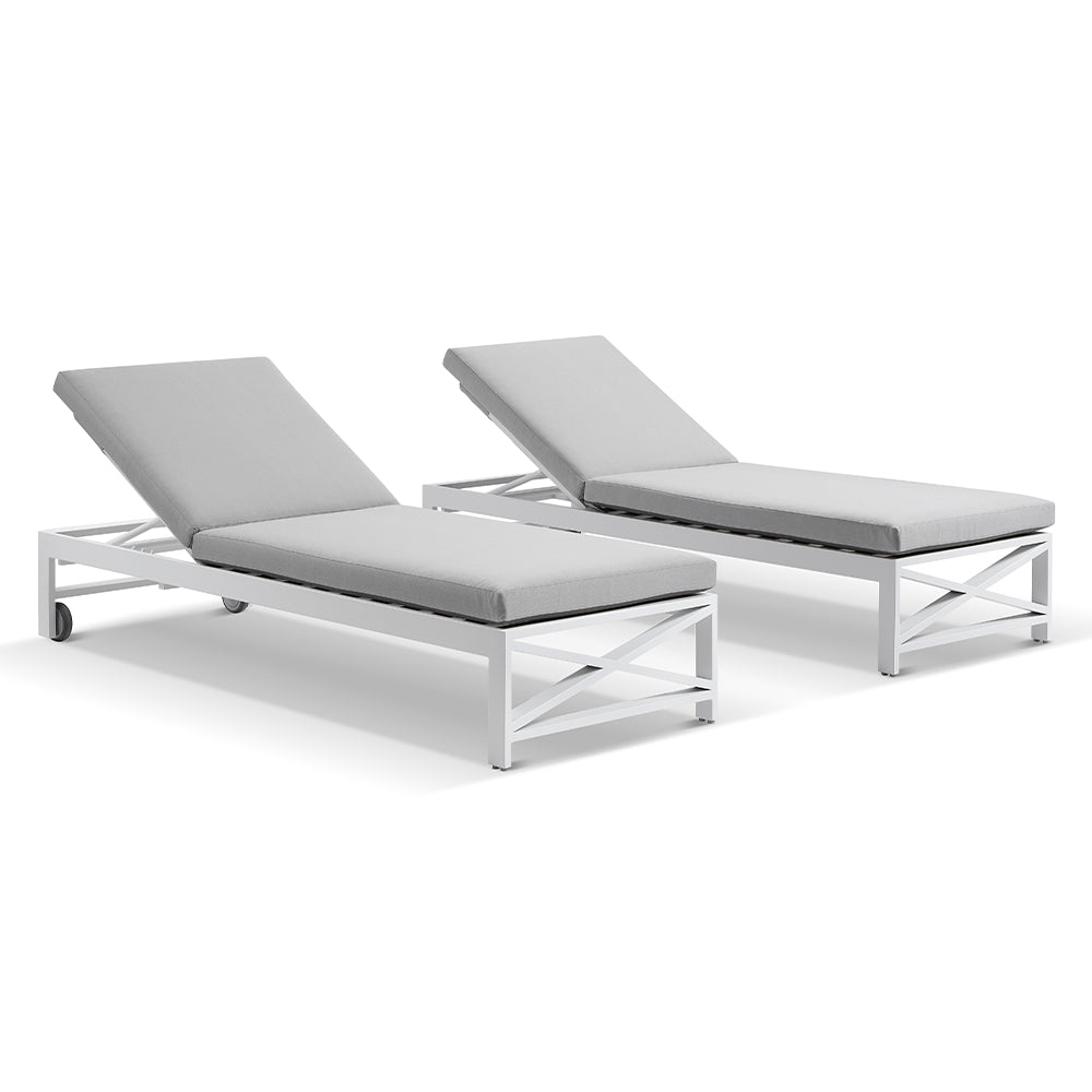 Kansas Outdoor Aluminium Sun Lounge Set on Wheels