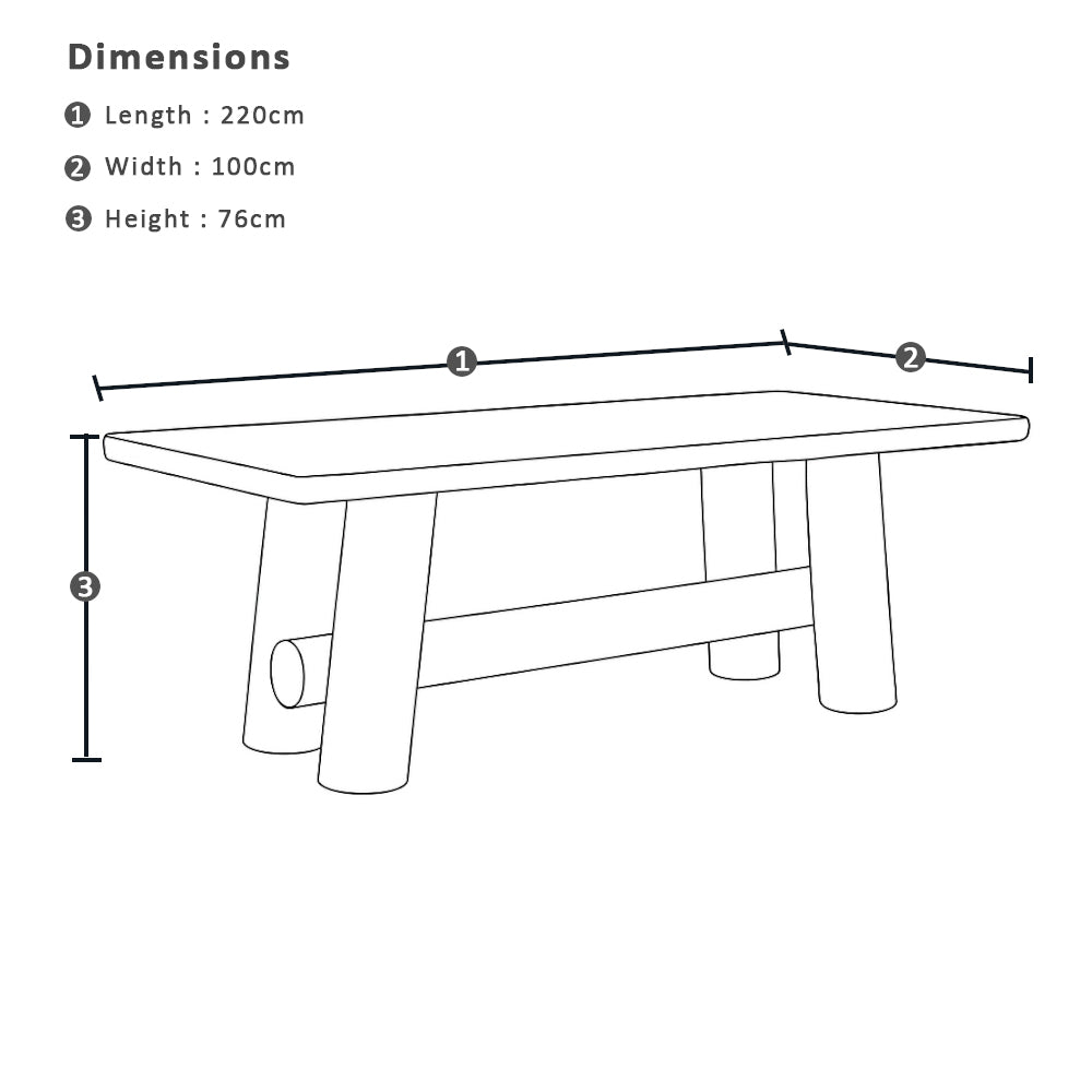 Fingal Indoor 2.2m Timber Dining Table