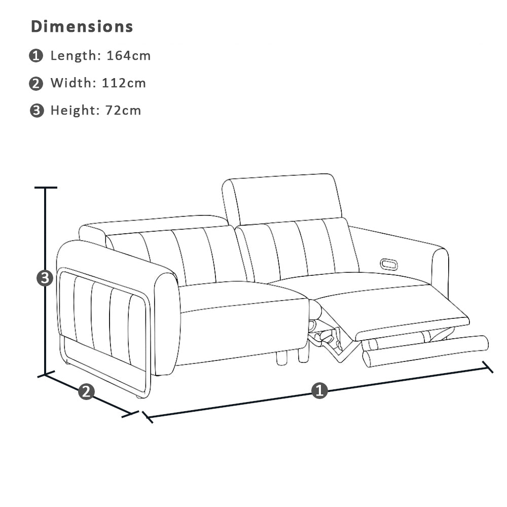 Fremantle Indoor 2 seater Leather Recliner Sofa Lounge