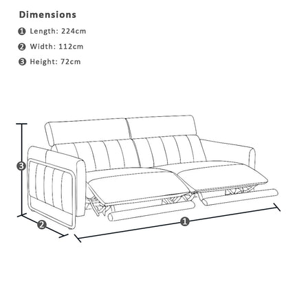 Fremantle Indoor 3 seater Leather Recliner Sofa Lounge