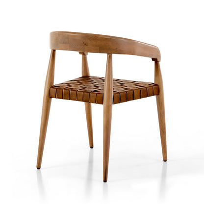 Glenorie Indoor Timber Dining Chair with Leather Woven Seat