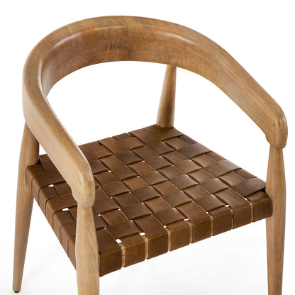 Glenorie Indoor Timber Dining Chair with Leather Woven Seat