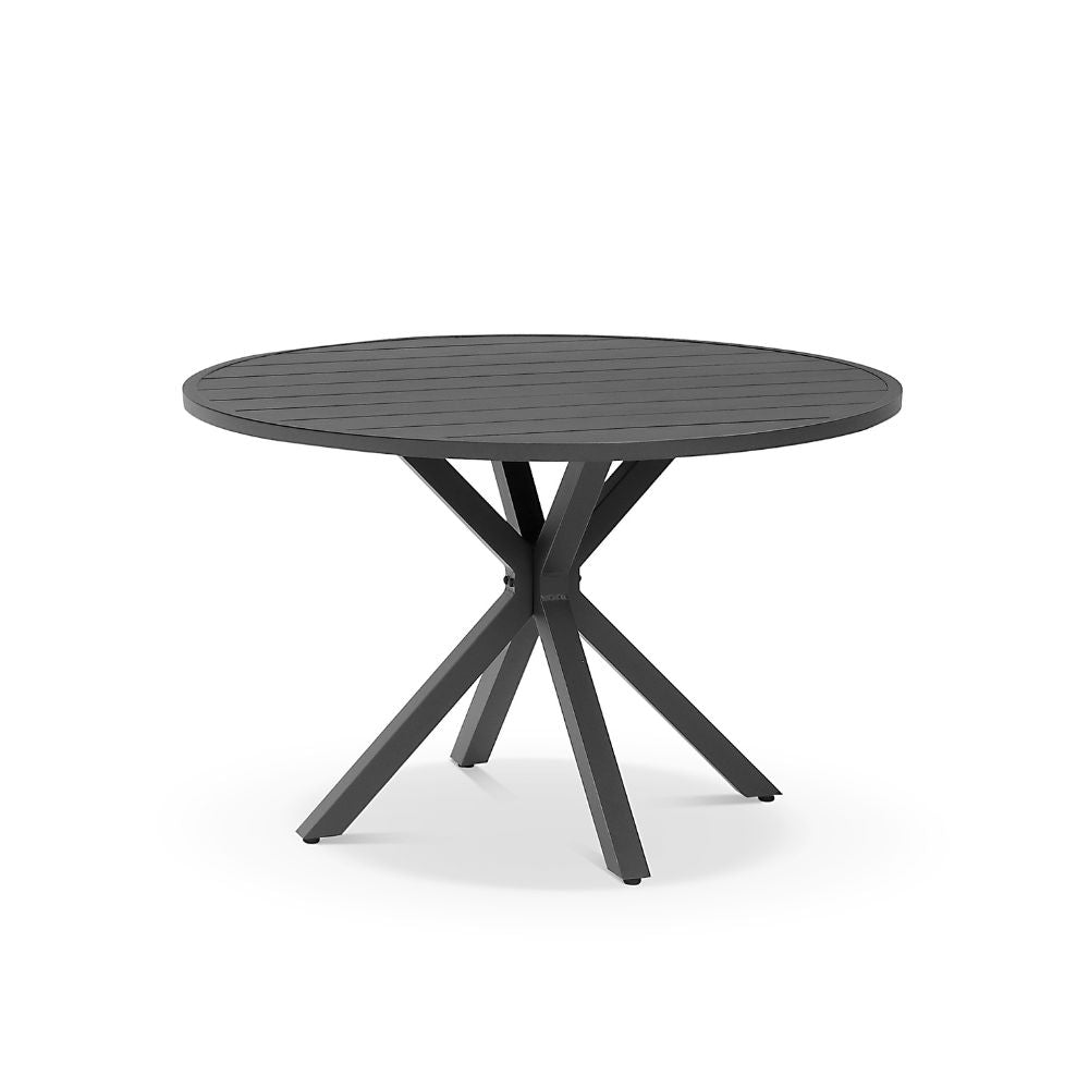 Houston Outdoor 1.2m Round Aluminium Dining Setting with 4 Hugo Chairs