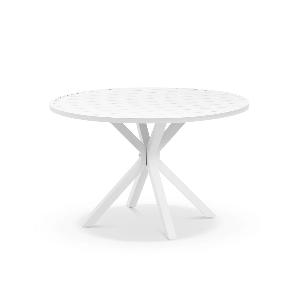 Houston Outdoor 1.2m Round Aluminium Dining Setting with 4 Hugo Chairs