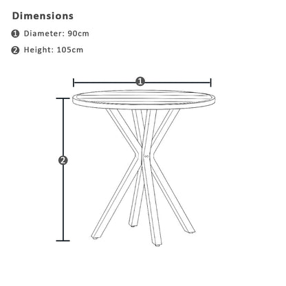 Houston Outdoor 90cm Round Aluminium Bar Table with 2 Hugo Bar Stools
