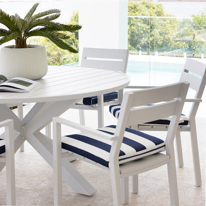Houston Outdoor 1.5m Round Aluminium Dining Setting with 6 Santorini Chairs
