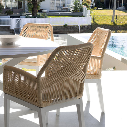 Houston Outdoor 1.8m Round Aluminium Dining Setting with 8 Hugo Chairs