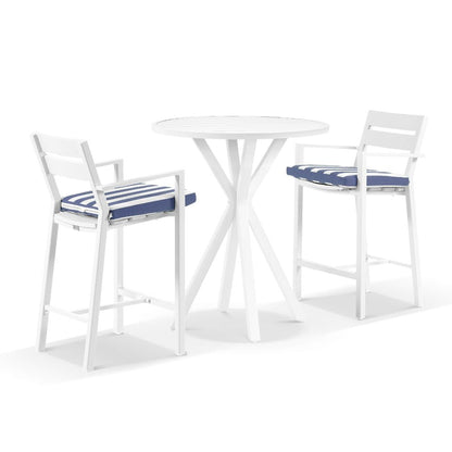 Houston Outdoor 90cm Round Aluminium Bar Table with 2 Santorini Bar Stools
