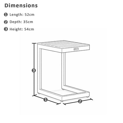 Kansas Outdoor Aluminium Sun Lounge on Wheels with Hugo Slide Under Side Table