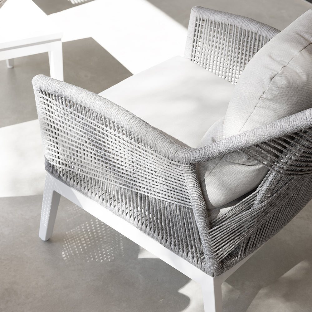 Hugo 3+1+1 Seater Outdoor Aluminium and Rope Lounge Set with Coffee Table