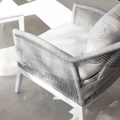 Hugo 3+1+1 Seater Outdoor Aluminium and Rope Lounge Set with Coffee Table