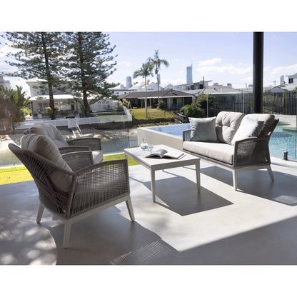 Hugo 2+1+1 Seater Outdoor Aluminium and Rope Lounge Set with Coffee Table