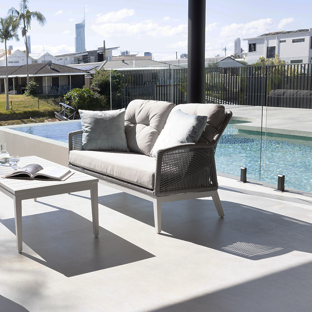 Hugo 3+2+1 Seater Outdoor Aluminium and Rope Lounge Set with Coffee Table