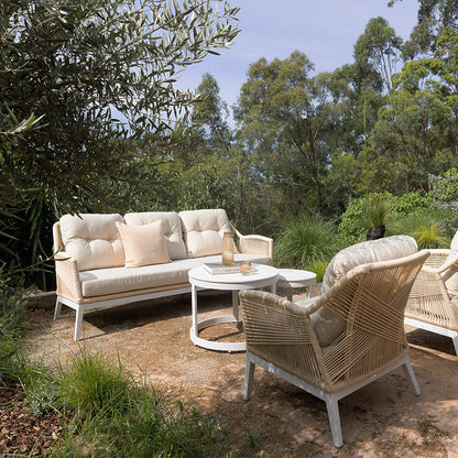 Hugo 3+2+1 Seater Outdoor Aluminium and Rope Lounge Set with Coffee Table