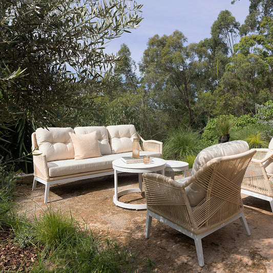 Hugo 3+2+1 Seater Outdoor Aluminium and Rope Lounge Set with Coffee Table