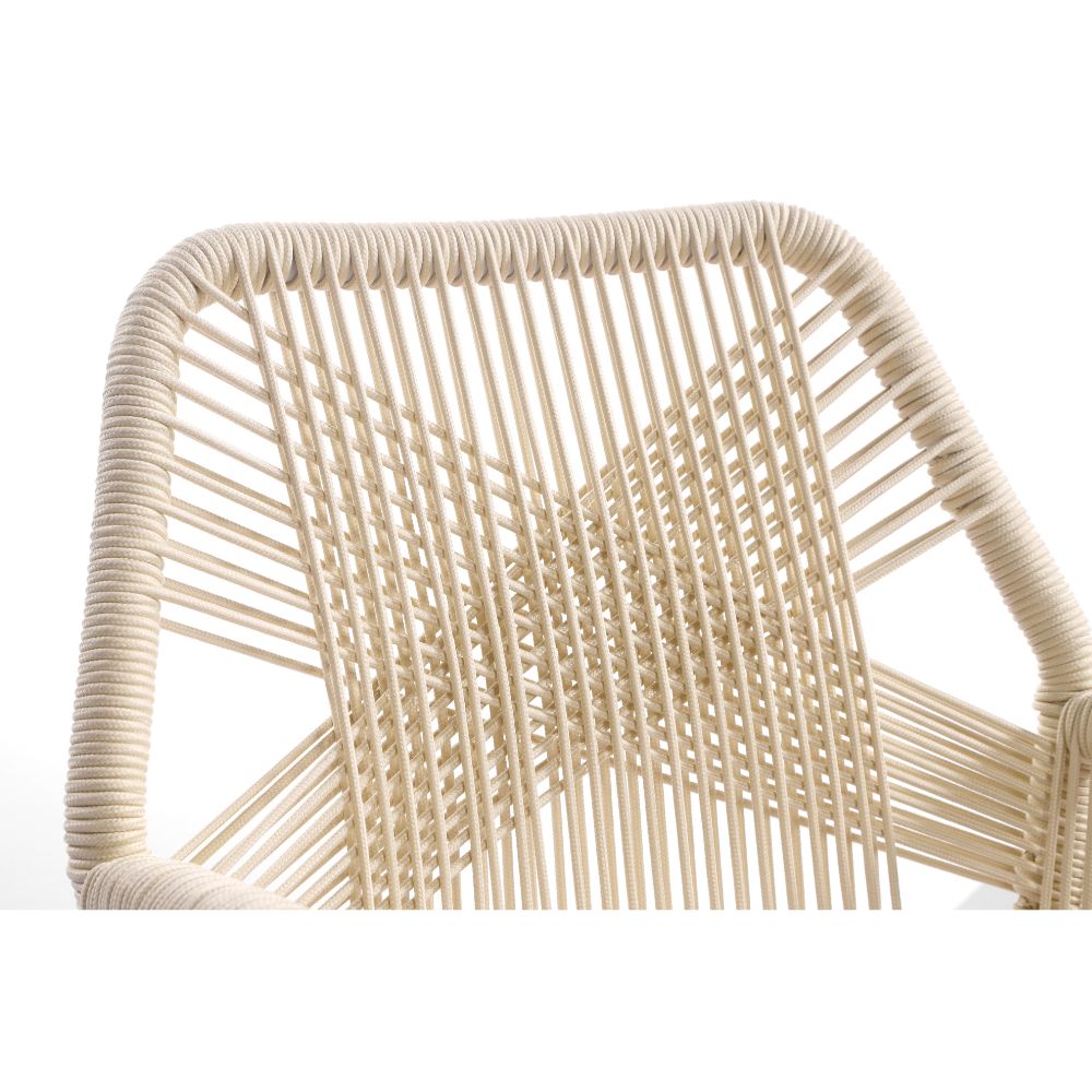 Hugo Ceramic 1.8m Outdoor Aluminium Dining Table with 6 Hugo Rope Chairs