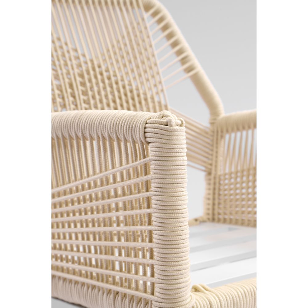 Balmoral 1.8m Outdoor Teak Top Aluminium Table with 6 Hugo Rope Chairs