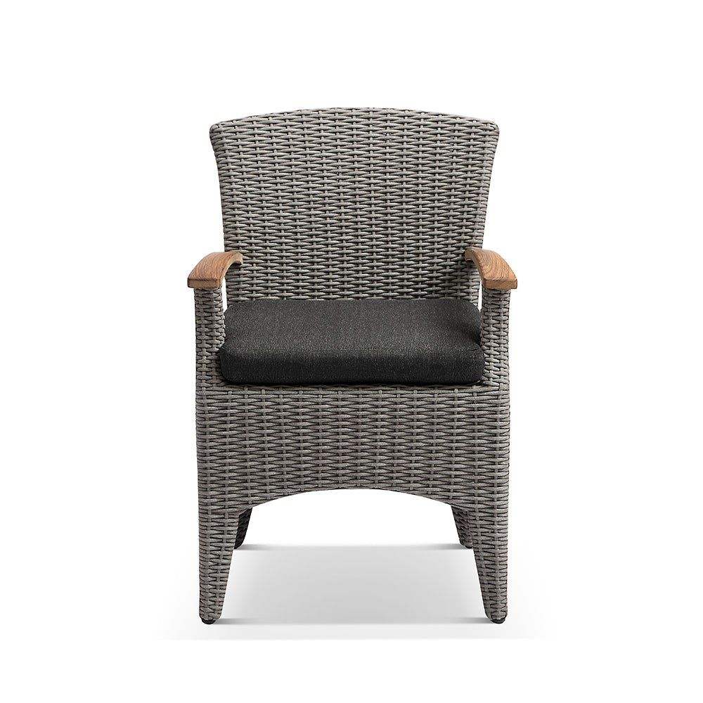 Solomon 1.8m Round Outdoor Teak Timber Table with Kai wicker Chairs + Lazy Susan