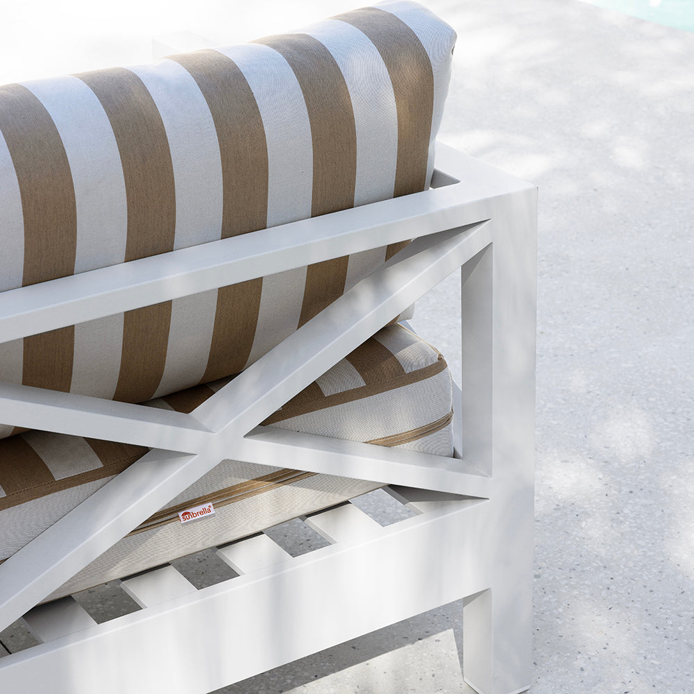 Kansas 2 seater Outdoor Aluminium Lounge in Sunbrella