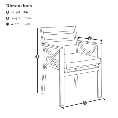Houston Outdoor 1.5m Round Aluminium Dining Setting with 6 Kansas Chairs
