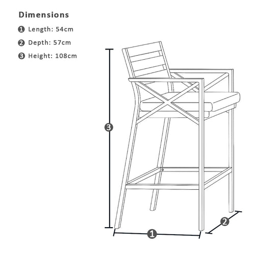 Kansas Outdoor Aluminium Bar Stool in Charcoal