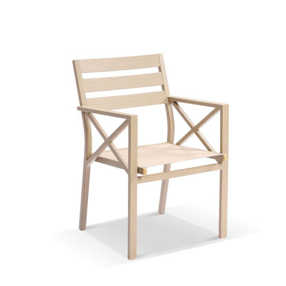 Kansas Outdoor Aluminium Dining Arm Chair in Light Oak Look