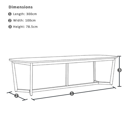 Kingscliff 3m Rectangle Indoor Timber Dining Table