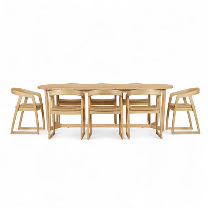 Kingscliff 8 Seater Rectangle Indoor Timber Dining Table And Chairs Setting
