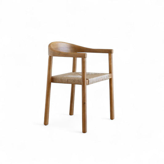 Kotara Hardwood Timber Outdoor Indoor Dining Chair with Rattan Base