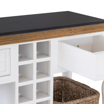 Leura Belle Kitchen Island Bench in Brushed with Natural Timber Top