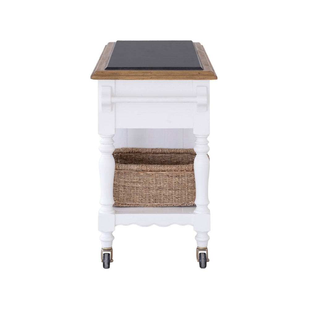 Leura Belle Kitchen Island Bench in Brushed with Natural Timber Top