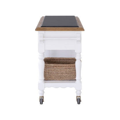 Leura Belle Kitchen Island Bench in Brushed with Natural Timber Top