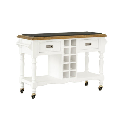 Leura Belle Kitchen Island Bench in Brushed with Natural Timber Top