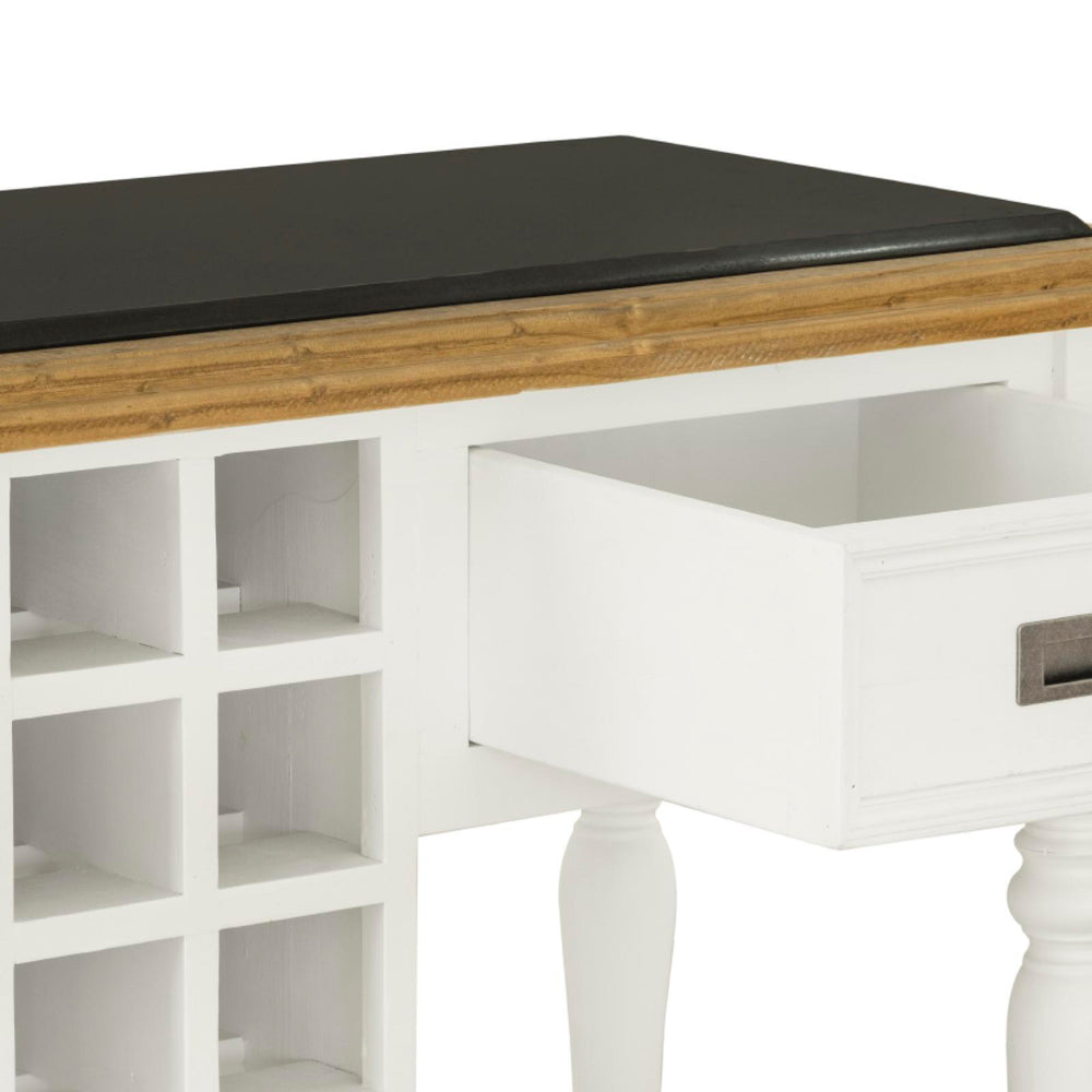 Leura Belle Kitchen Island Bench in Brushed with Natural Timber Top