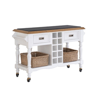 Leura Belle Kitchen Island Bench in Brushed with Natural Timber Top