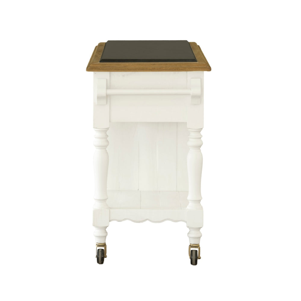 Leura Belle Kitchen Island Bench in Brushed with Natural Timber Top