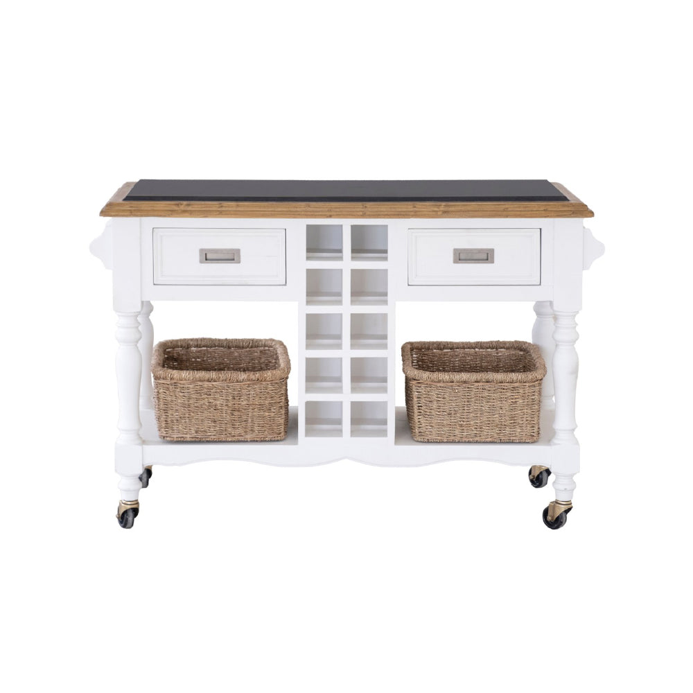 Leura Belle Kitchen Island Bench in Brushed with Natural Timber Top