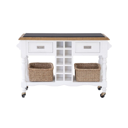 Leura Belle Kitchen Island Bench in Brushed with Natural Timber Top