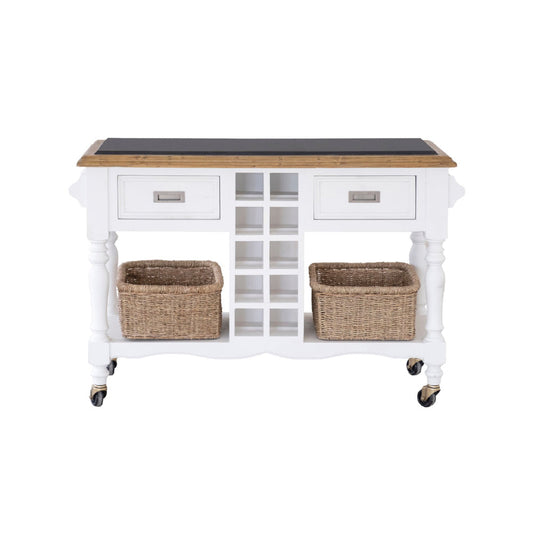 Leura Belle Kitchen Island Bench in Brushed with Natural Timber Top