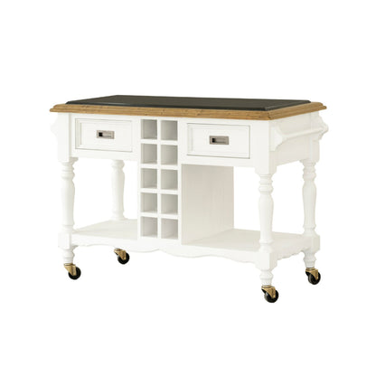 Leura Belle Kitchen Island Bench in Brushed with Natural Timber Top