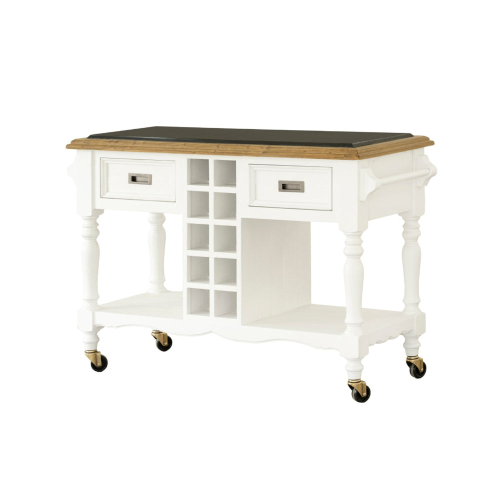 Leura Belle Kitchen Island Bench in Brushed with Natural Timber Top