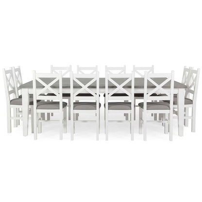 Ashton 12 Seater Large Rectangle Timber Dining Table and Chairs Wooden Setting