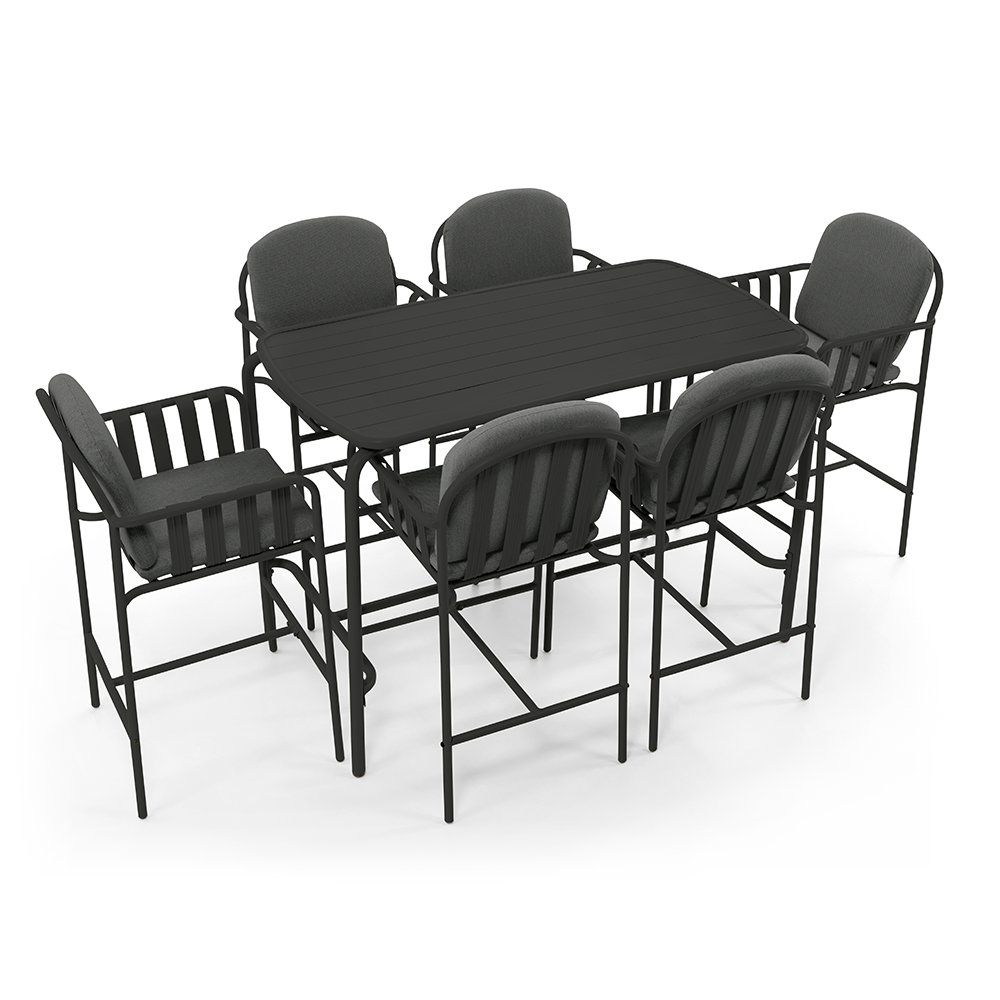 Mornington Outdoor 1.5m Bar Setting with 6x Stools