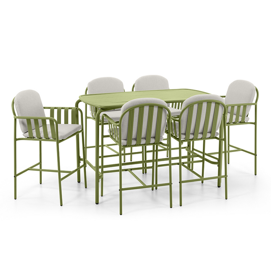 Mornington Outdoor 1.5m Bar Setting with 6x Stools