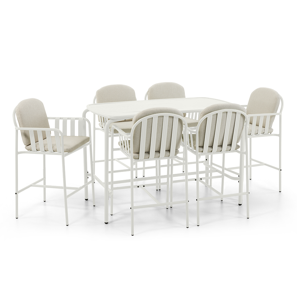 Mornington Outdoor 1.5m Bar Setting with 6x Stools