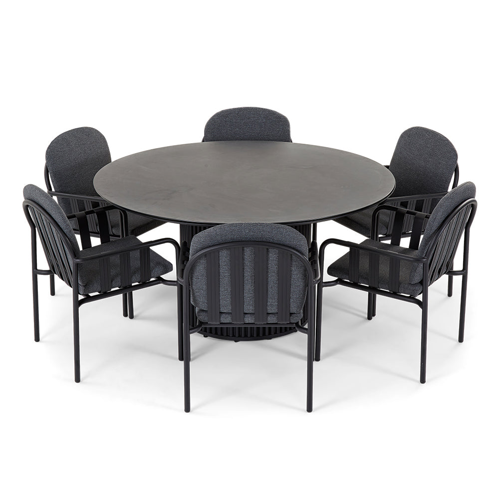Mornington Outdoor 1.5m Round Dining Setting with 6 Chairs