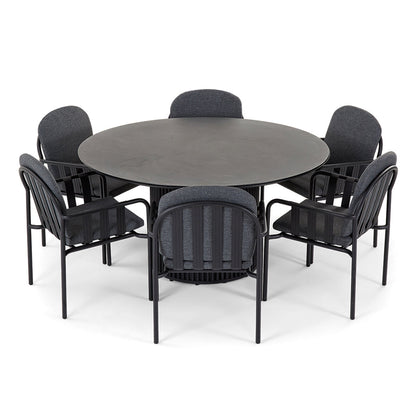 Mornington Outdoor 1.5m Round Dining Setting with 6 Chairs