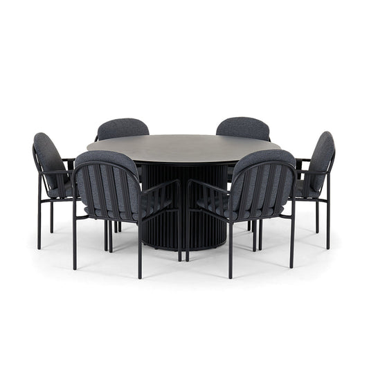 Mornington Outdoor 1.5m Round Dining Setting with 6 Chairs